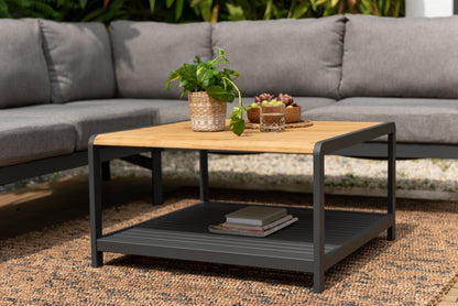 Amber Sectional Coffee Set outdoor table with amber wood top and dark gray frame on Tampa Home & Garden Store