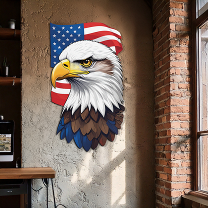 American Eagle Metal Wall Art – Patriotic UV Printed Decor-KAFUVM003 - Tampa Home & Garden Store