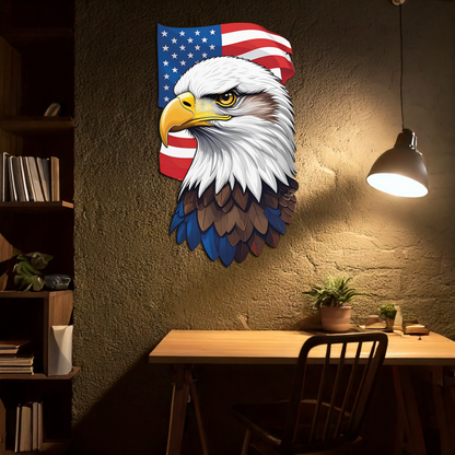 American Eagle Metal Wall Art – Patriotic UV Printed Decor-KAFUVM003 - Tampa Home & Garden Store