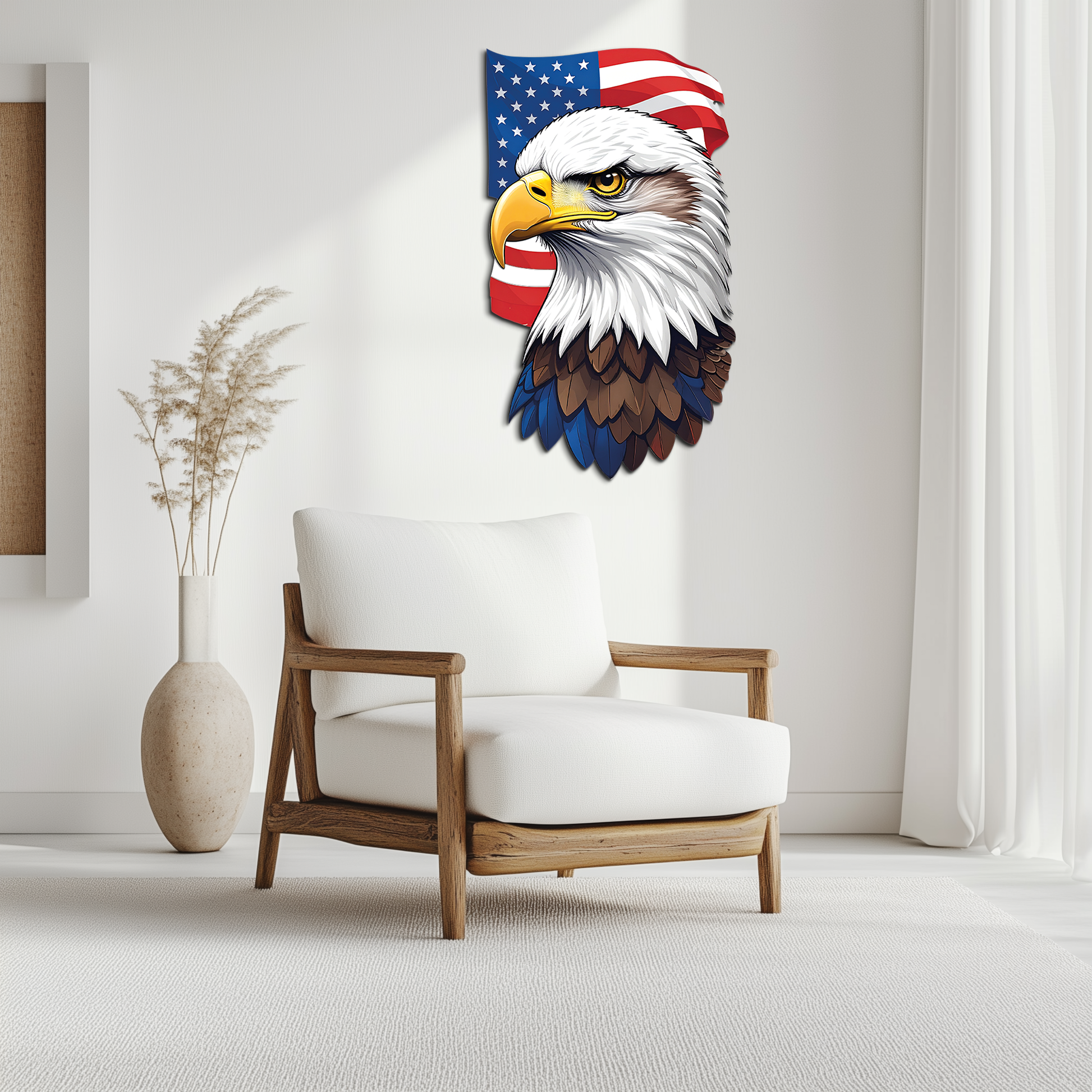 American Eagle Metal Wall Art – Patriotic UV Printed Decor-KAFUVM003 - Tampa Home & Garden Store