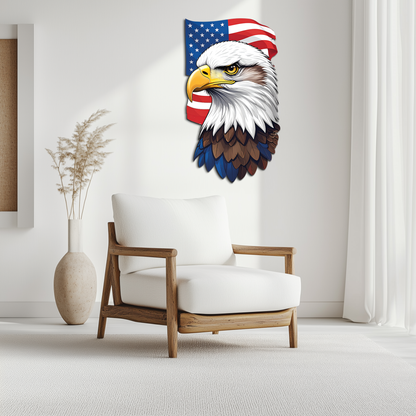 American Eagle Metal Wall Art – Patriotic UV Printed Decor-KAFUVM003 - Tampa Home & Garden Store