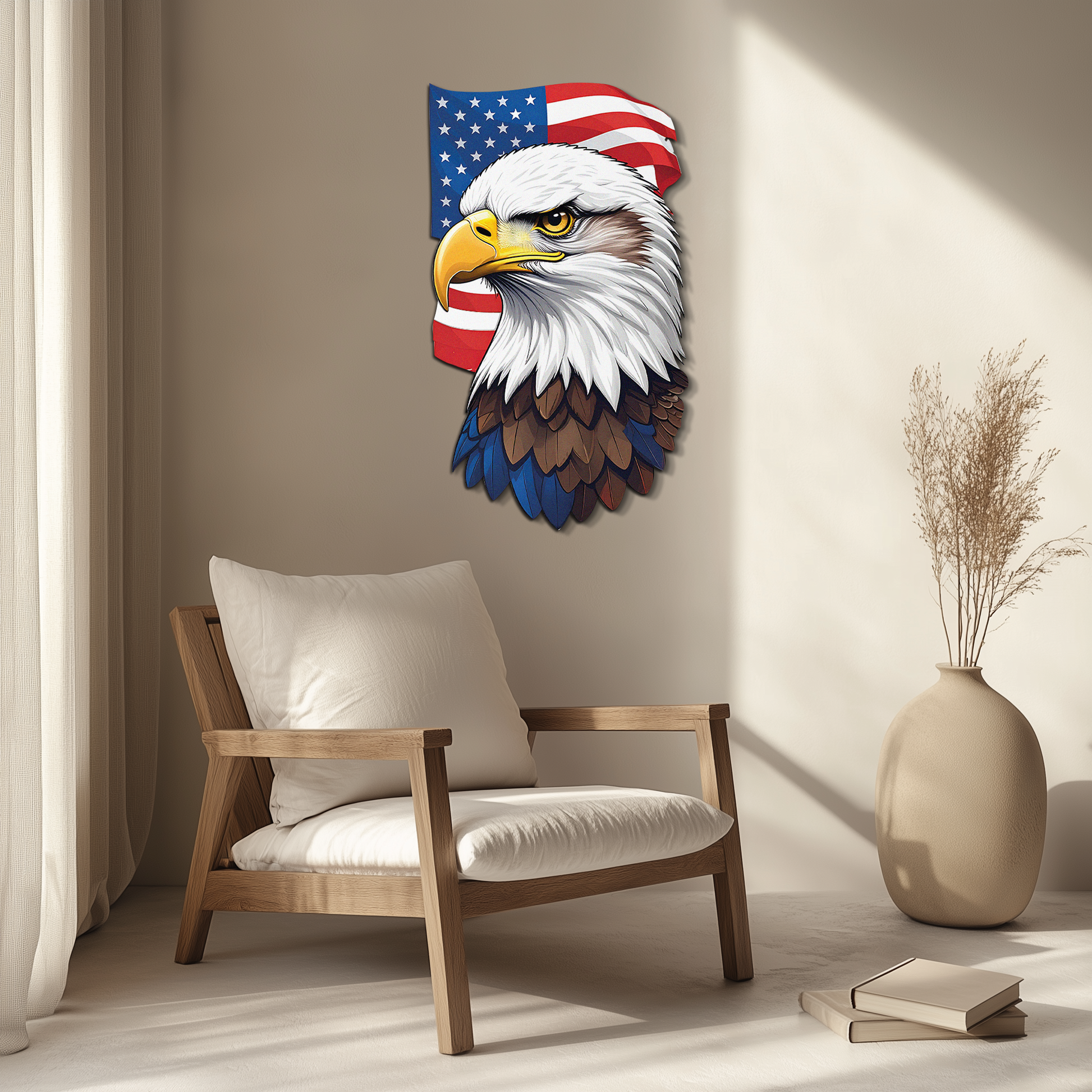 American Eagle Metal Wall Art – Patriotic UV Printed Decor-KAFUVM003 - Tampa Home & Garden Store