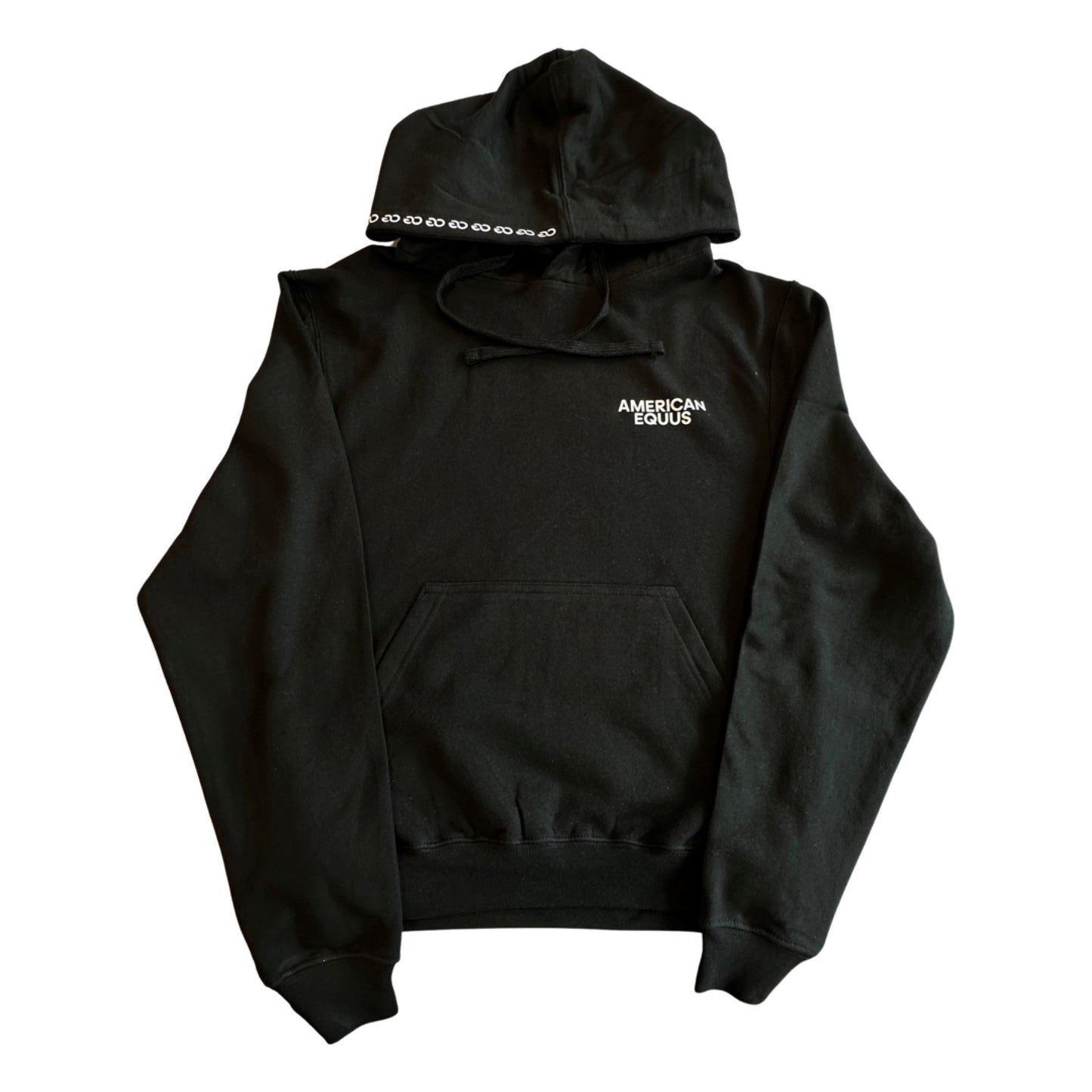 American Equus Signature Fleece LOGO Hoodie Black fleece with white chest logo on Tampa Home & Garden Store