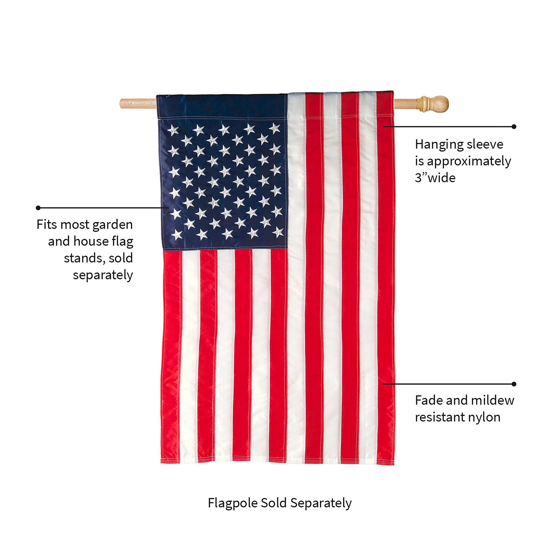 American Flag, Applique Estate Size - Tampa Home & Garden Store