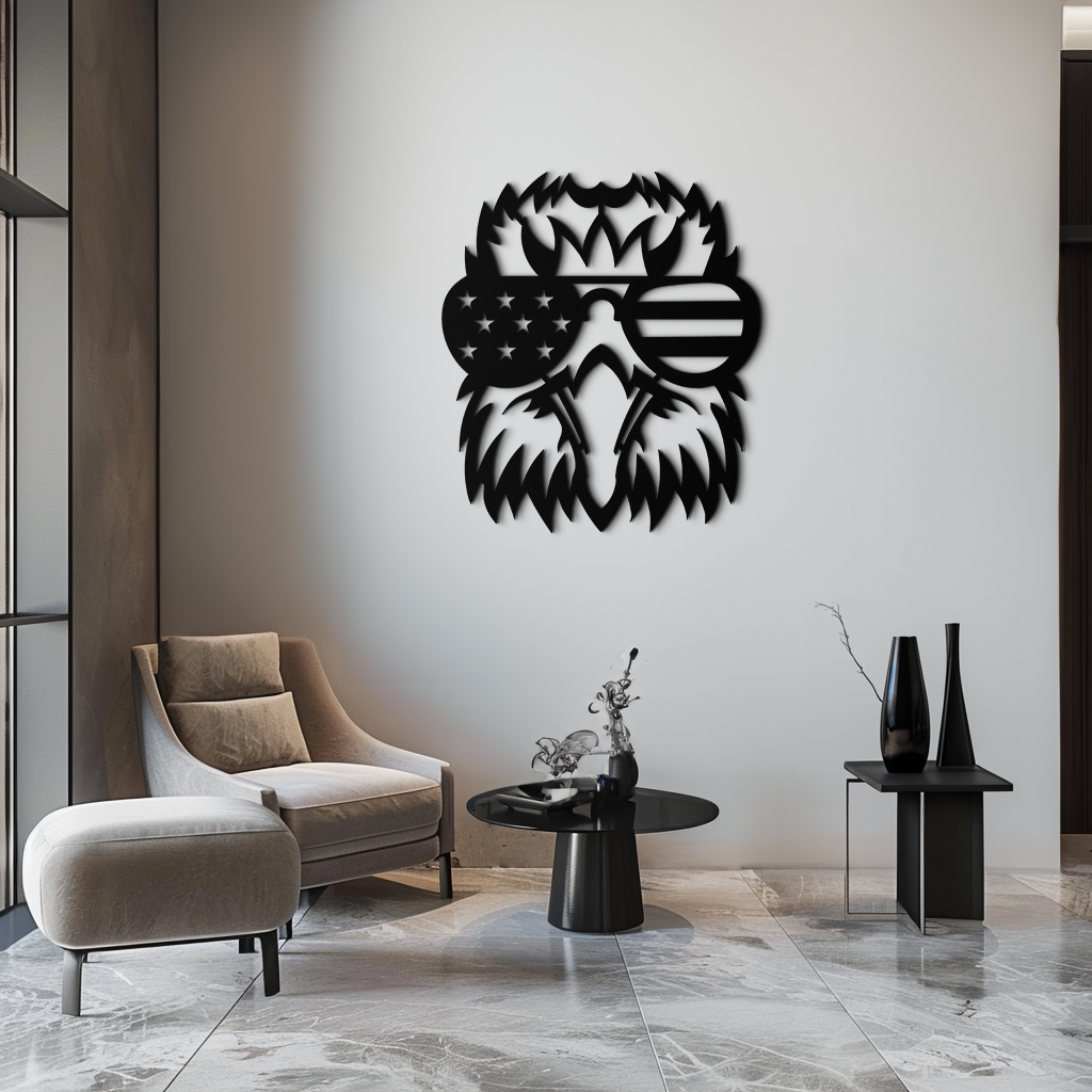 American Flag Eagle Silhouette Metal Wall Art – Patriotic Black Steel Home Decor- KAF496 - Tampa Home & Garden Store