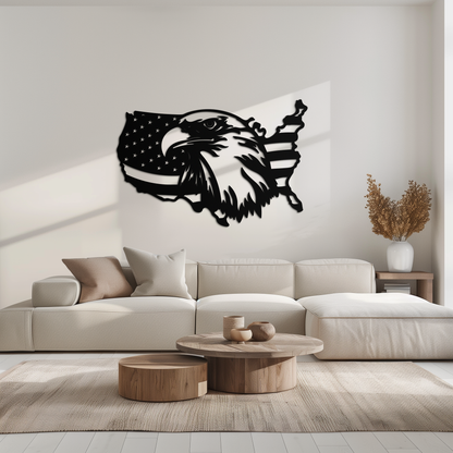 American Flag Eagle Silhouette Metal Wall Art – Patriotic USA Decor for Home & Office- KAF497 - Tampa Home & Garden Store