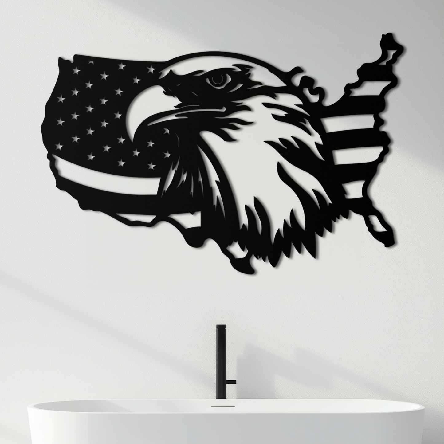 American Flag Eagle Silhouette Metal Wall Art – Patriotic USA Decor for Home & Office- KAF497 - Tampa Home & Garden Store