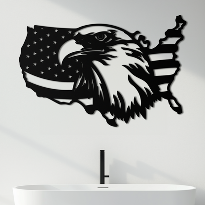 American Flag Eagle Silhouette Metal Wall Art – Patriotic USA Decor for Home & Office- KAF497 - Tampa Home & Garden Store