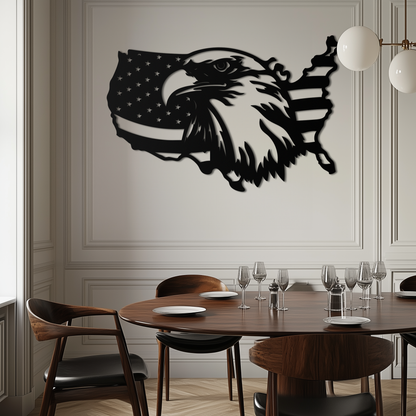 American Flag Eagle Silhouette Metal Wall Art – Patriotic USA Decor for Home & Office- KAF497 - Tampa Home & Garden Store