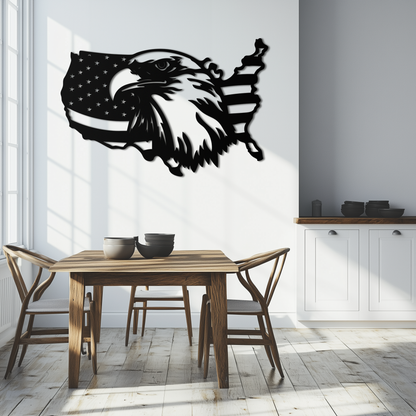 American Flag Eagle Silhouette Metal Wall Art – Patriotic USA Decor for Home & Office- KAF497 - Tampa Home & Garden Store