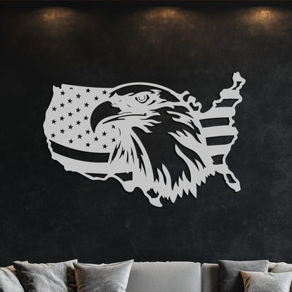 American Flag Eagle Silhouette Metal Wall Art – Patriotic USA Decor for Home & Office- KAF497 - Tampa Home & Garden Store