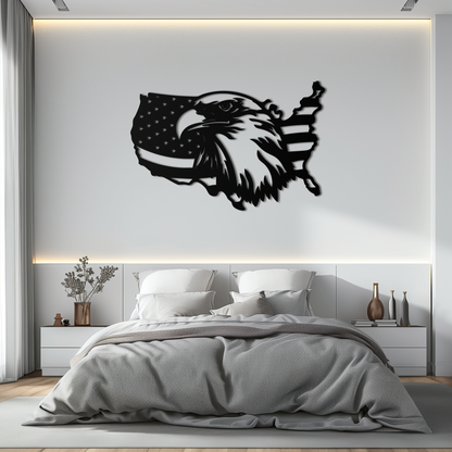 American Flag Eagle Silhouette Metal Wall Art – Patriotic USA Decor for Home & Office- KAF497 - Tampa Home & Garden Store