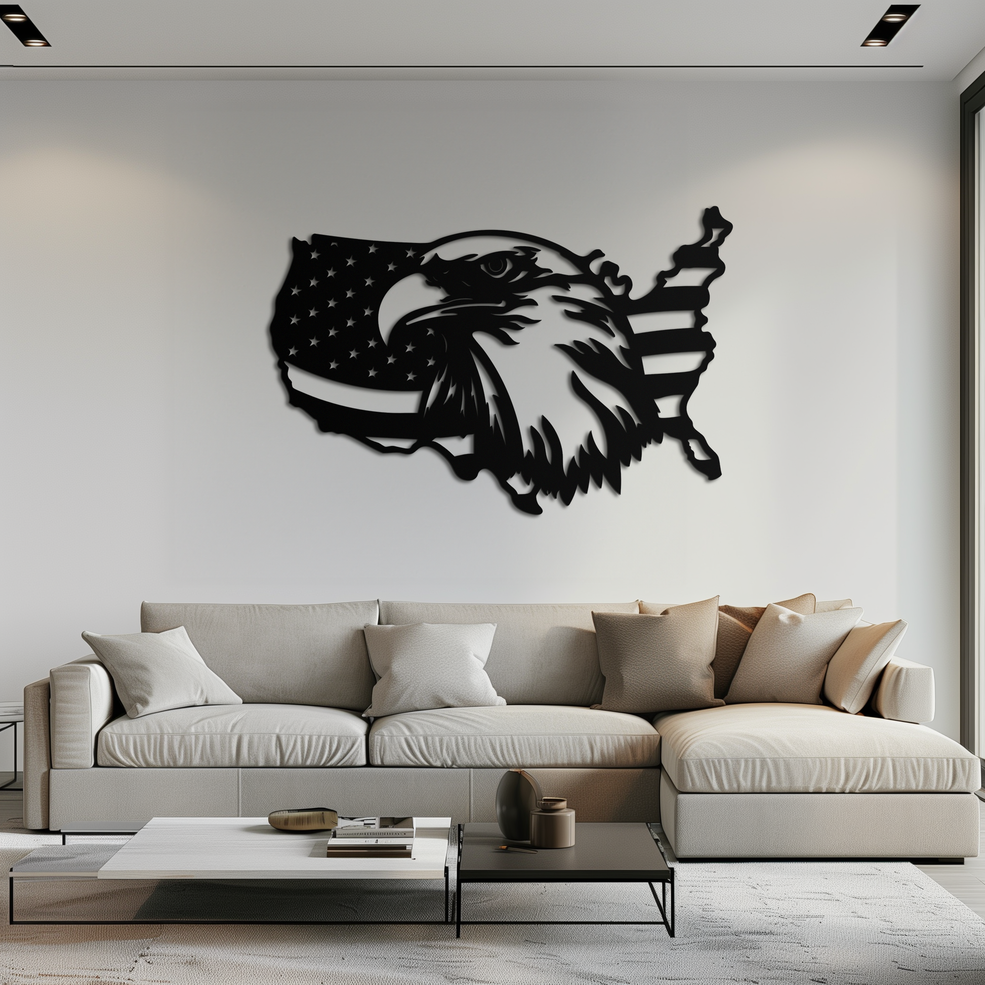 American Flag Eagle Silhouette Metal Wall Art – Patriotic USA Decor for Home & Office- KAF497 - Tampa Home & Garden Store