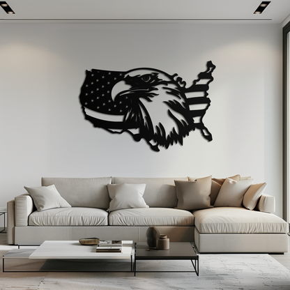 American Flag Eagle Silhouette Metal Wall Art – Patriotic USA Decor for Home & Office- KAF497 - Tampa Home & Garden Store