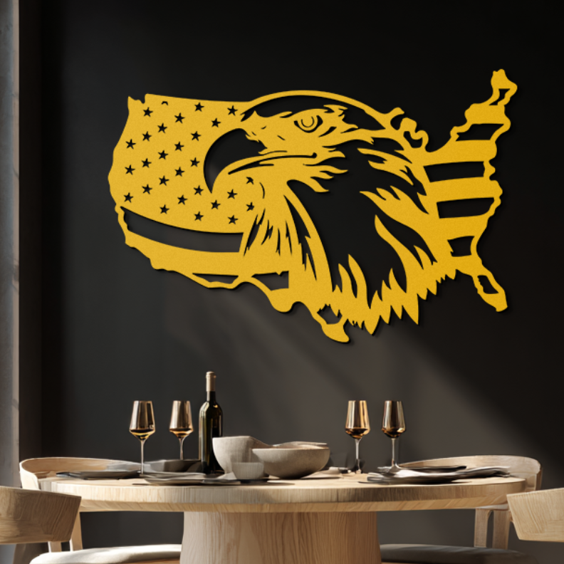 American Flag Eagle Silhouette Metal Wall Art – Patriotic USA Decor for Home & Office- KAF497 - Tampa Home & Garden Store