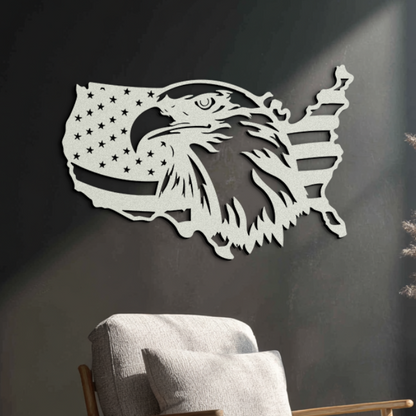 American Flag Eagle Silhouette Metal Wall Art – Patriotic USA Decor for Home & Office- KAF497 - Tampa Home & Garden Store