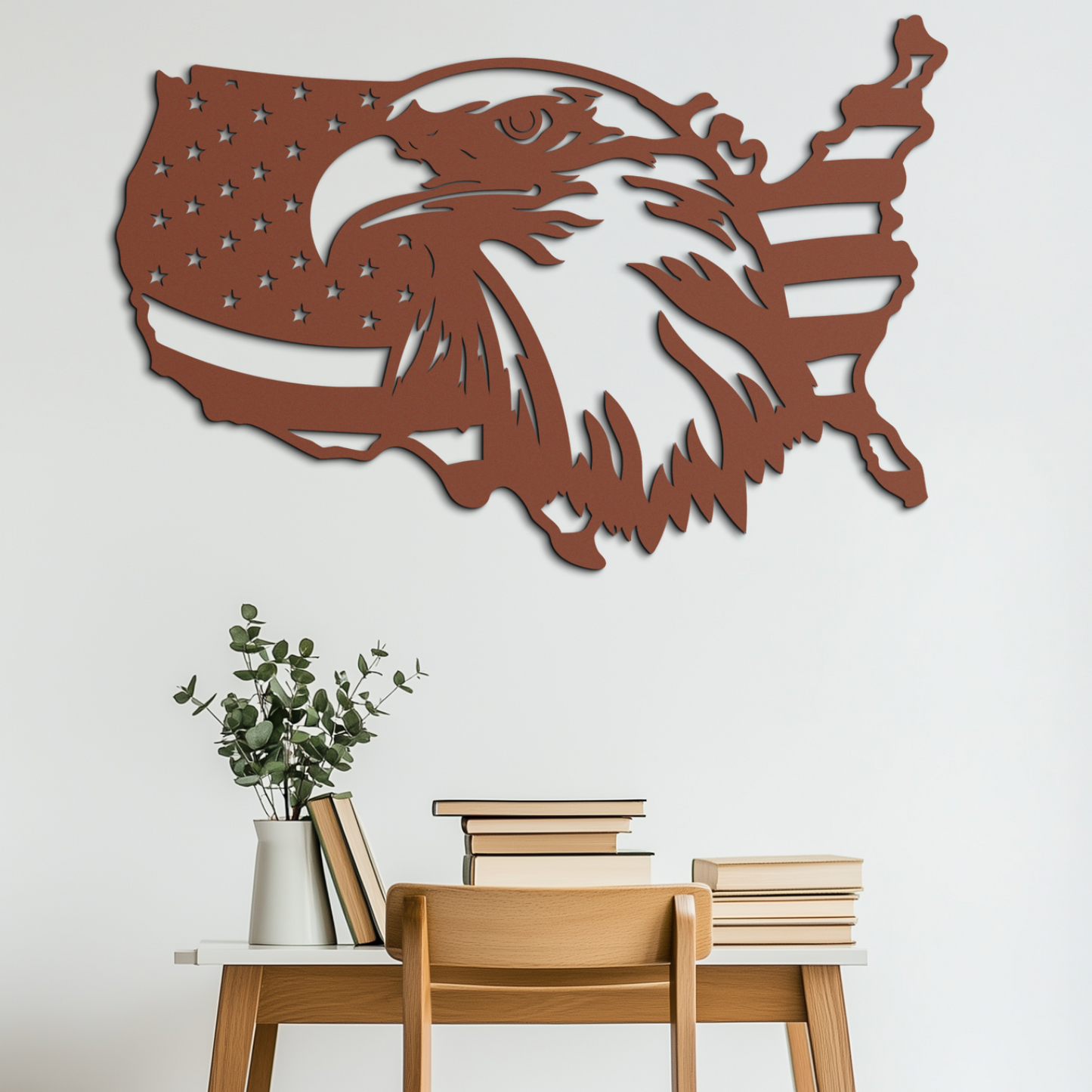 American Flag Eagle Silhouette Metal Wall Art – Patriotic USA Decor for Home & Office- KAF497 - Tampa Home & Garden Store