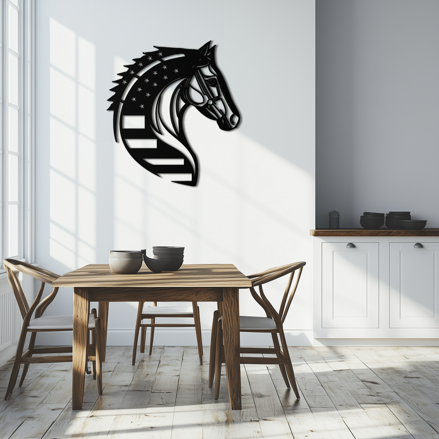 American Flag Horse Head Metal Wall Art – Patriotic Black Steel Equine Decor for Home, Barn and Ranch Interiors- KAF445 - Tampa Home & Garden Store