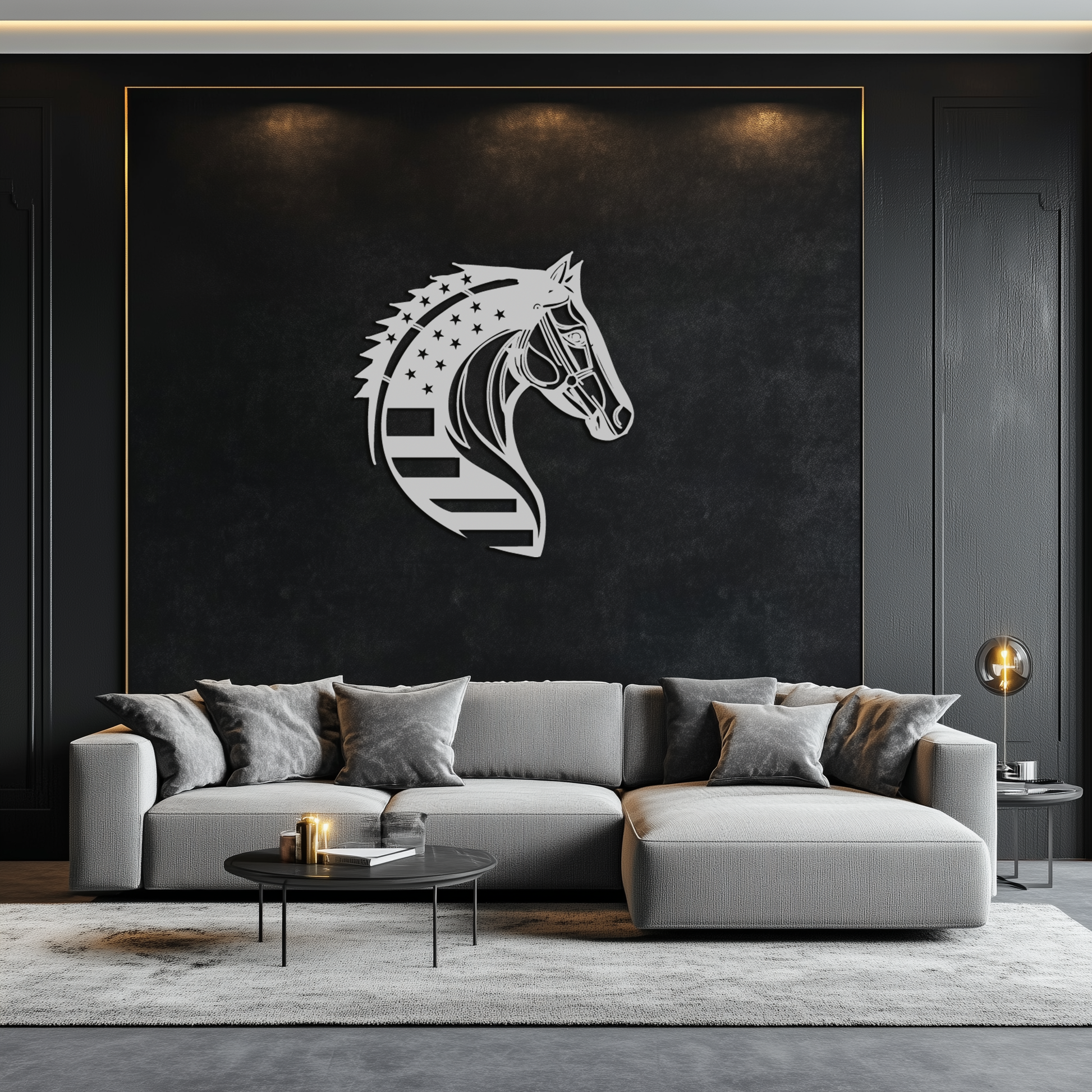 American Flag Horse Head Metal Wall Art – Patriotic Black Steel Equine Decor for Home, Barn and Ranch Interiors- KAF445 - Tampa Home & Garden Store