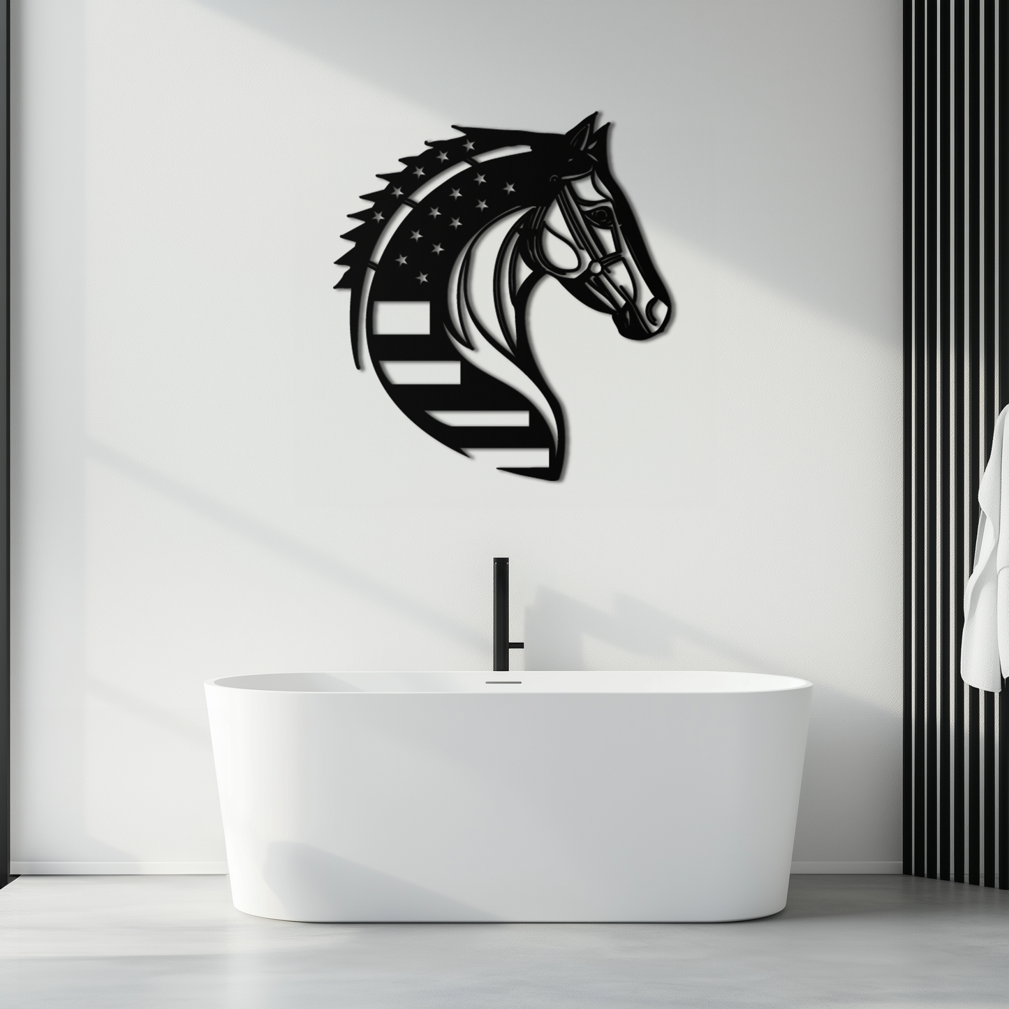 American Flag Horse Head Metal Wall Art – Patriotic Black Steel Equine Decor for Home, Barn and Ranch Interiors- KAF445 - Tampa Home & Garden Store