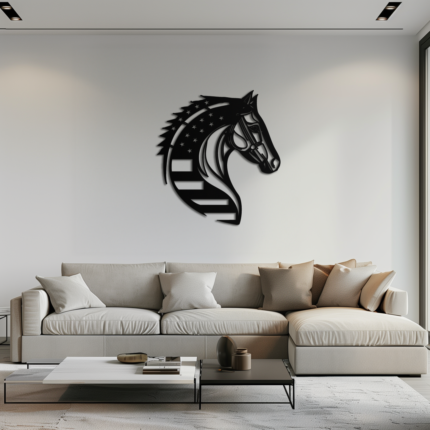 American Flag Horse Head Metal Wall Art – Patriotic Black Steel Equine Decor for Home, Barn and Ranch Interiors- KAF445 - Tampa Home & Garden Store