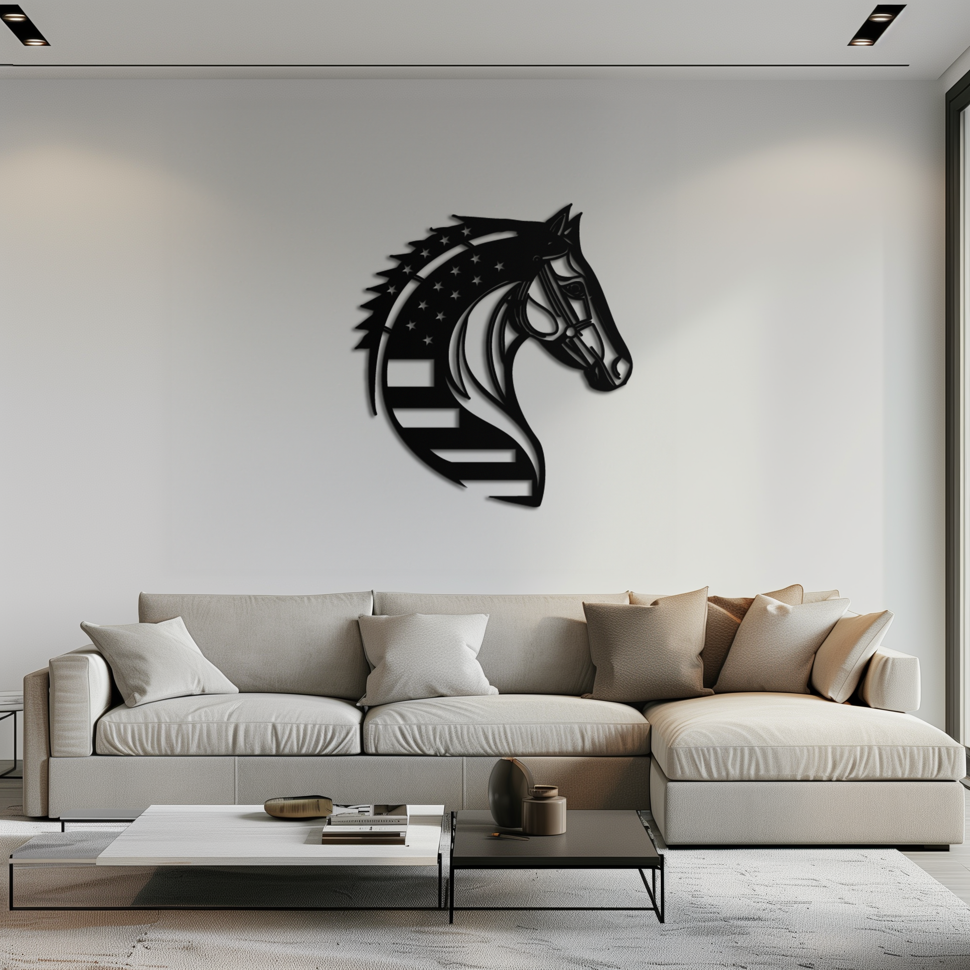 American Flag Horse Head Metal Wall Art – Patriotic Black Steel Equine Decor for Home, Barn and Ranch Interiors- KAF445 - Tampa Home & Garden Store