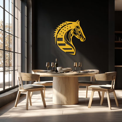 American Flag Horse Head Metal Wall Art – Patriotic Black Steel Equine Decor for Home, Barn and Ranch Interiors- KAF445 - Tampa Home & Garden Store