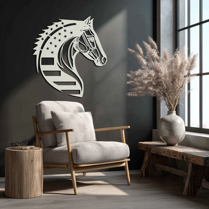 American Flag Horse Head Metal Wall Art – Patriotic Black Steel Equine Decor for Home, Barn and Ranch Interiors- KAF445 - Tampa Home & Garden Store
