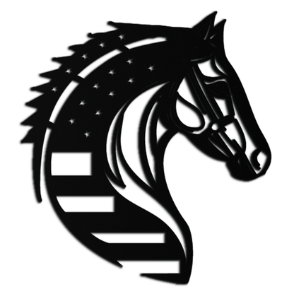 American Flag Horse Head Metal Wall Art – Patriotic Black Steel Equine Decor for Home, Barn and Ranch Interiors- KAF445 - Tampa Home & Garden Store