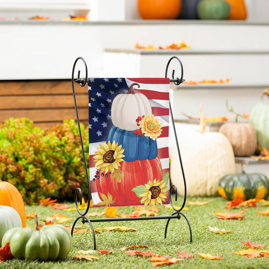 American Pumpkin Stack Suede Garden Flag - Tampa Home & Garden Store