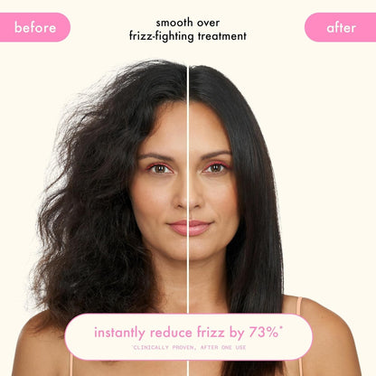 Amika Smooth Over Frizz-Fighting Treatment Mask 6.7 Oz, before–after frizz to sleek hair on Tampa Home & Garden Store