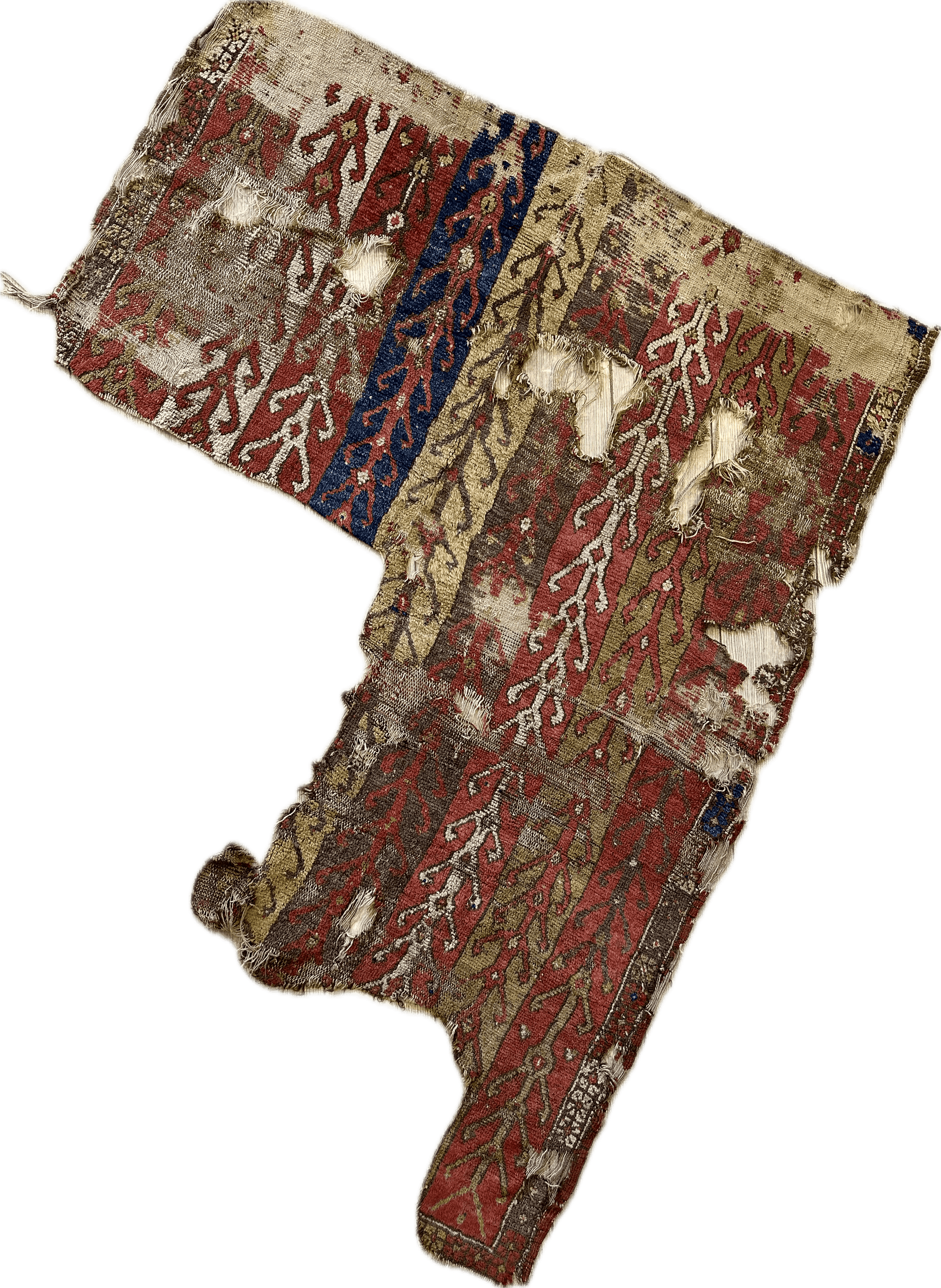 Anatolian Tribal Rug Fragment | 19th Century Wool Textile Art 70" x 52" - Tampa Home & Garden Store