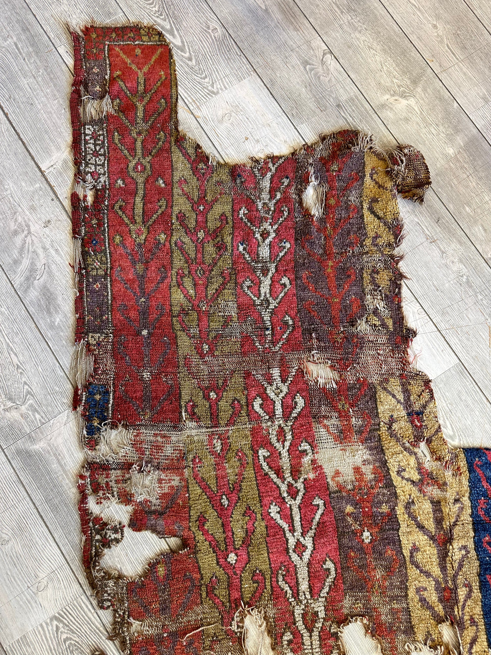 Anatolian Tribal Rug Fragment | 19th Century Wool Textile Art 70" x 52" - Tampa Home & Garden Store