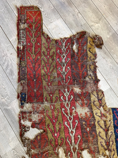 Anatolian Tribal Rug Fragment | 19th Century Wool Textile Art 70" x 52" - Tampa Home & Garden Store