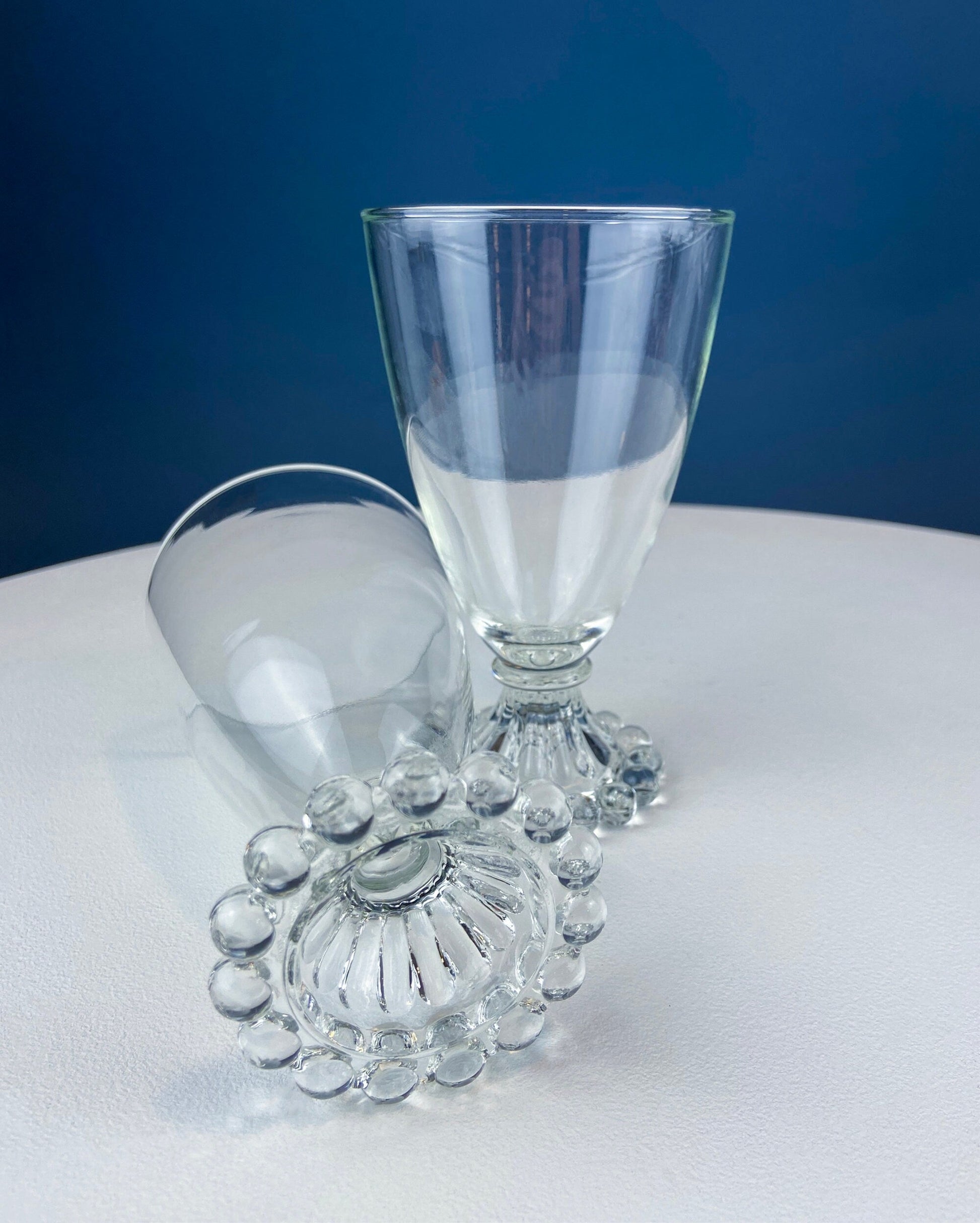 Anchor Hocking Water, Wine, Juice Goblets. Set of Six. Beaded Base. Berwick or Boopie Pattern. Mid C Modern Stemware. Dining Room Decor. - Tampa Home & Garden Store