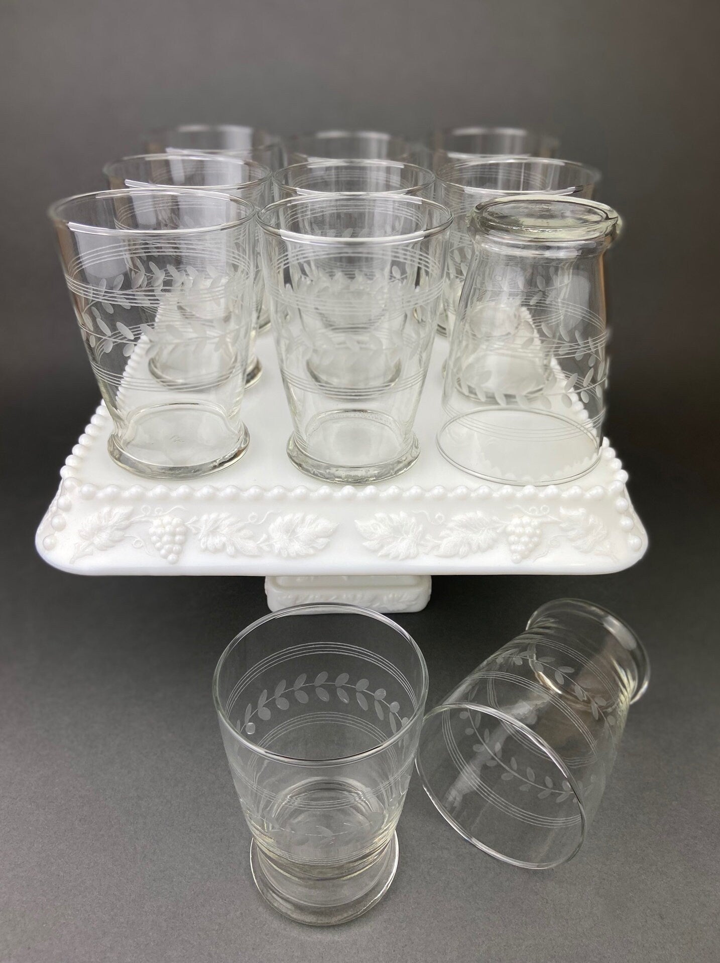Anchor Hocking Water, Wine, Juice Goblets. Set of Six. Beaded Base. Berwick or Boopie Pattern. Mid C Modern Stemware. Dining Room Decor. - Tampa Home & Garden Store