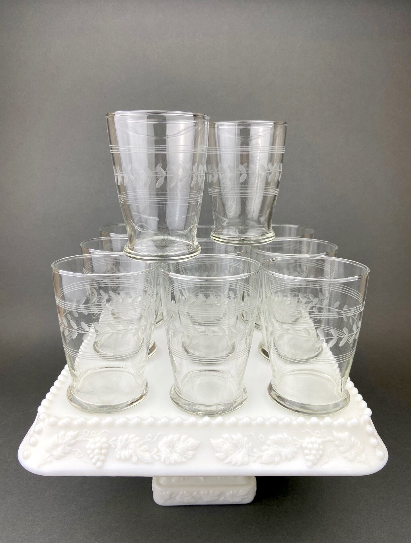 Anchor Hocking Water, Wine, Juice Goblets. Set of Six. Beaded Base. Berwick or Boopie Pattern. Mid C Modern Stemware. Dining Room Decor. - Tampa Home & Garden Store