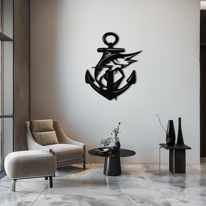 Anchor and Fish Metal Wall Art – Nautical-Inspired Design for Sea Lovers- KAF668 - Tampa Home & Garden Store