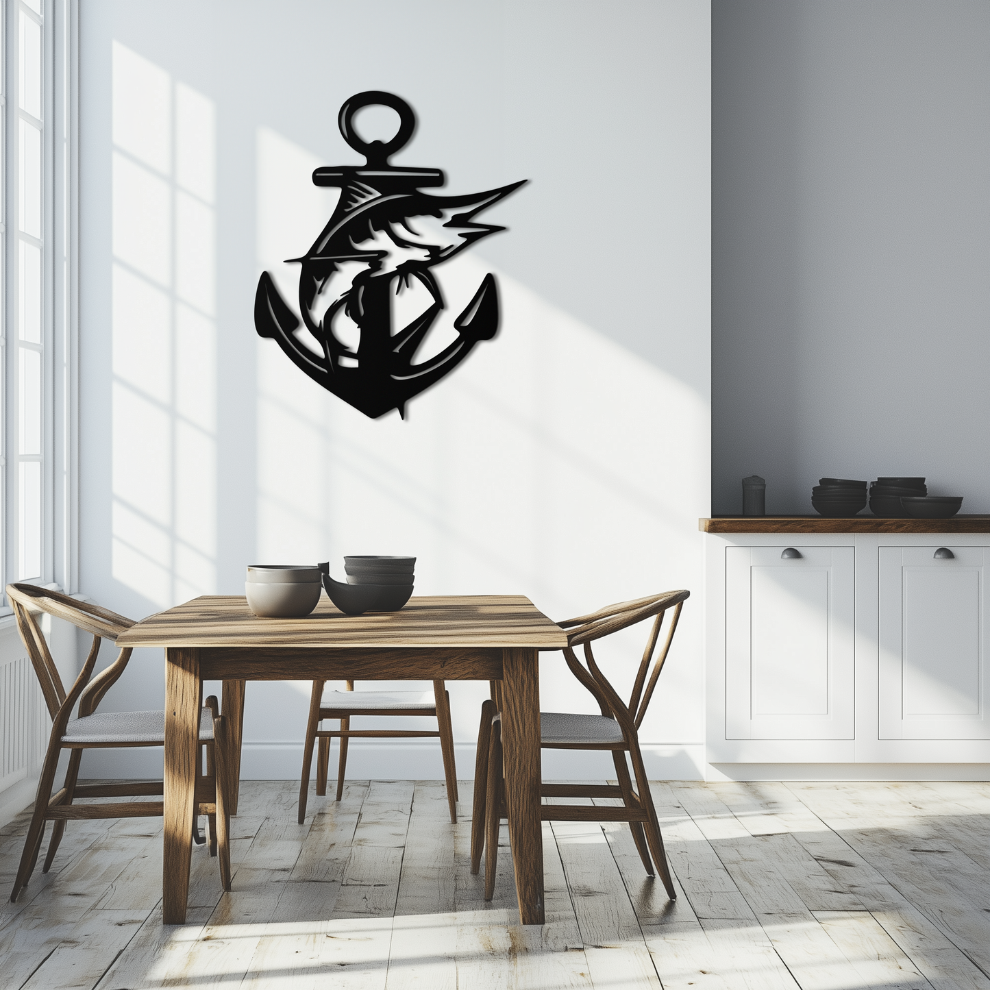 Anchor and Fish Metal Wall Art – Nautical-Inspired Design for Sea Lovers- KAF668 - Tampa Home & Garden Store