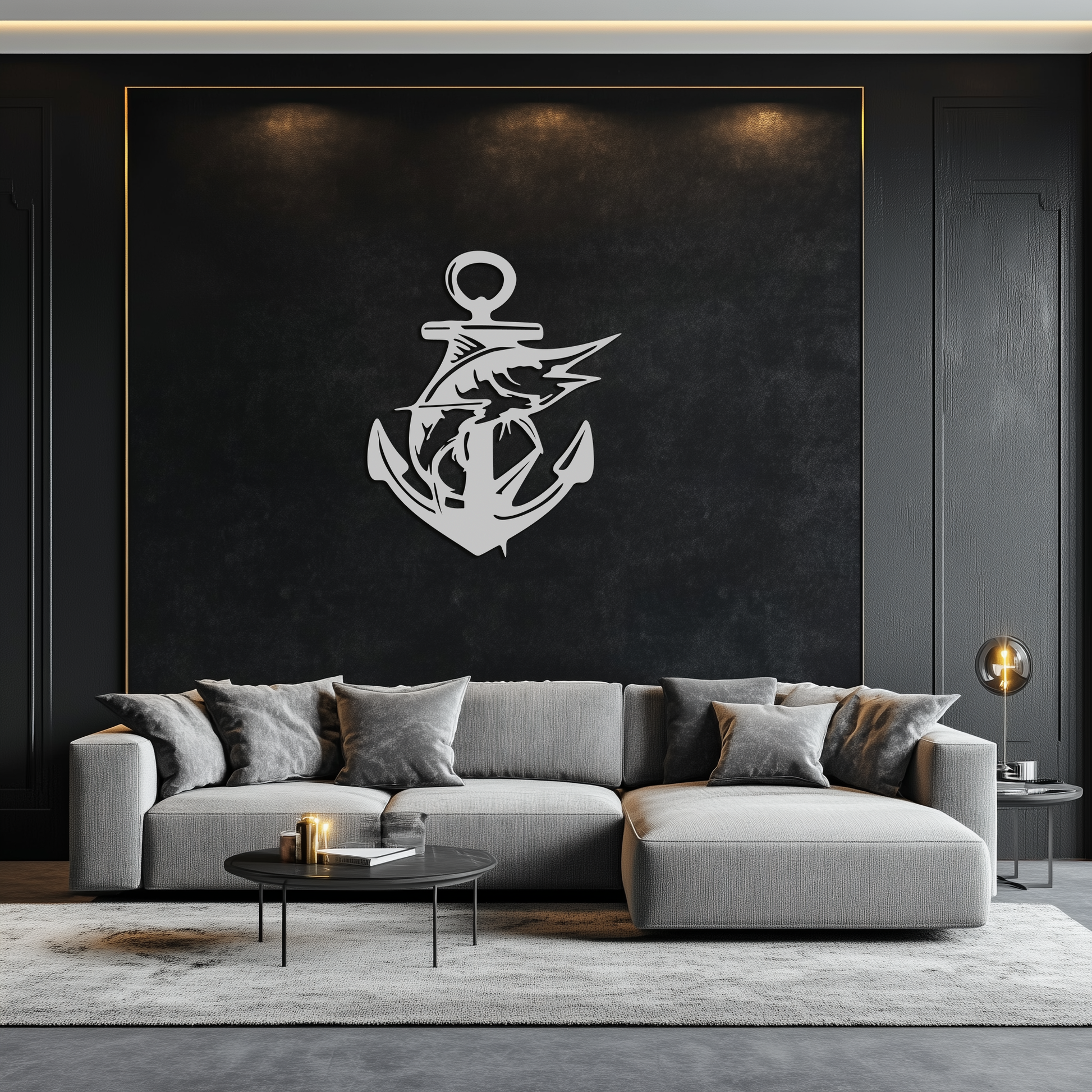Anchor and Fish Metal Wall Art – Nautical-Inspired Design for Sea Lovers- KAF668 - Tampa Home & Garden Store