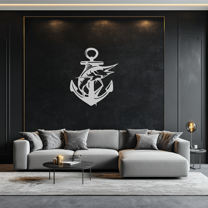 Anchor and Fish Metal Wall Art – Nautical-Inspired Design for Sea Lovers- KAF668 - Tampa Home & Garden Store