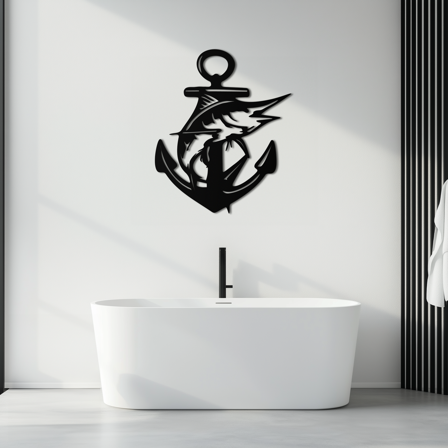 Anchor and Fish Metal Wall Art – Nautical-Inspired Design for Sea Lovers- KAF668 - Tampa Home & Garden Store