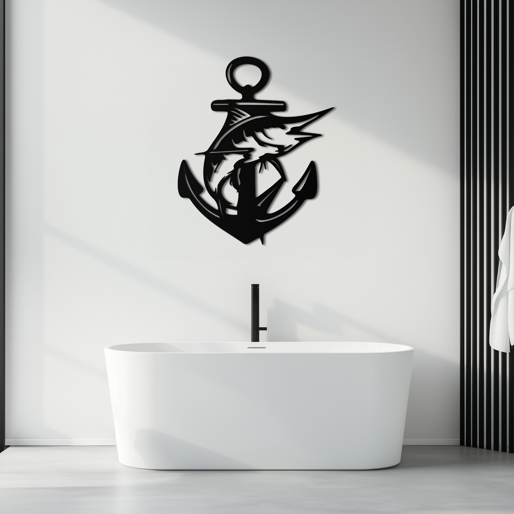 Anchor and Fish Metal Wall Art – Nautical-Inspired Design for Sea Lovers- KAF668 - Tampa Home & Garden Store