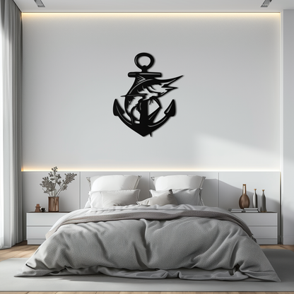 Anchor and Fish Metal Wall Art – Nautical-Inspired Design for Sea Lovers- KAF668 - Tampa Home & Garden Store