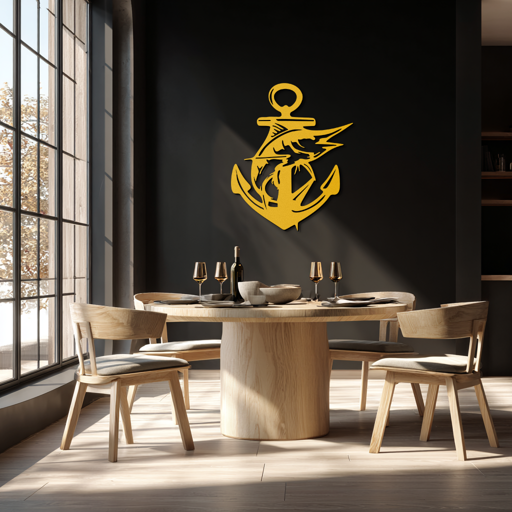 Anchor and Fish Metal Wall Art – Nautical-Inspired Design for Sea Lovers- KAF668 - Tampa Home & Garden Store