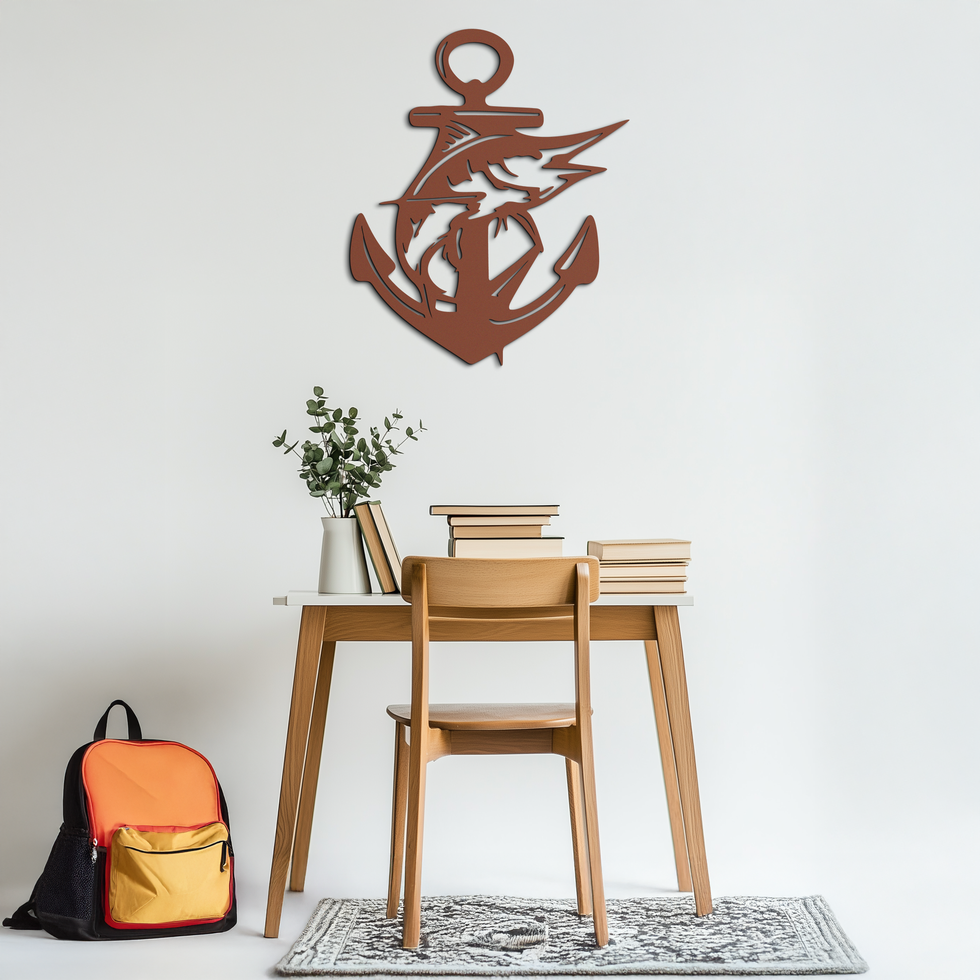 Anchor and Fish Metal Wall Art – Nautical-Inspired Design for Sea Lovers- KAF668 - Tampa Home & Garden Store