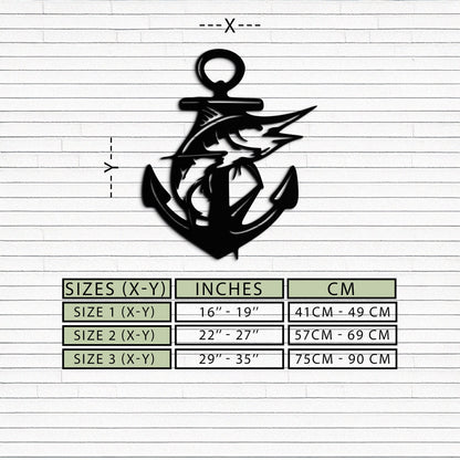 Anchor and Fish Metal Wall Art – Nautical-Inspired Design for Sea Lovers- KAF668 - Tampa Home & Garden Store