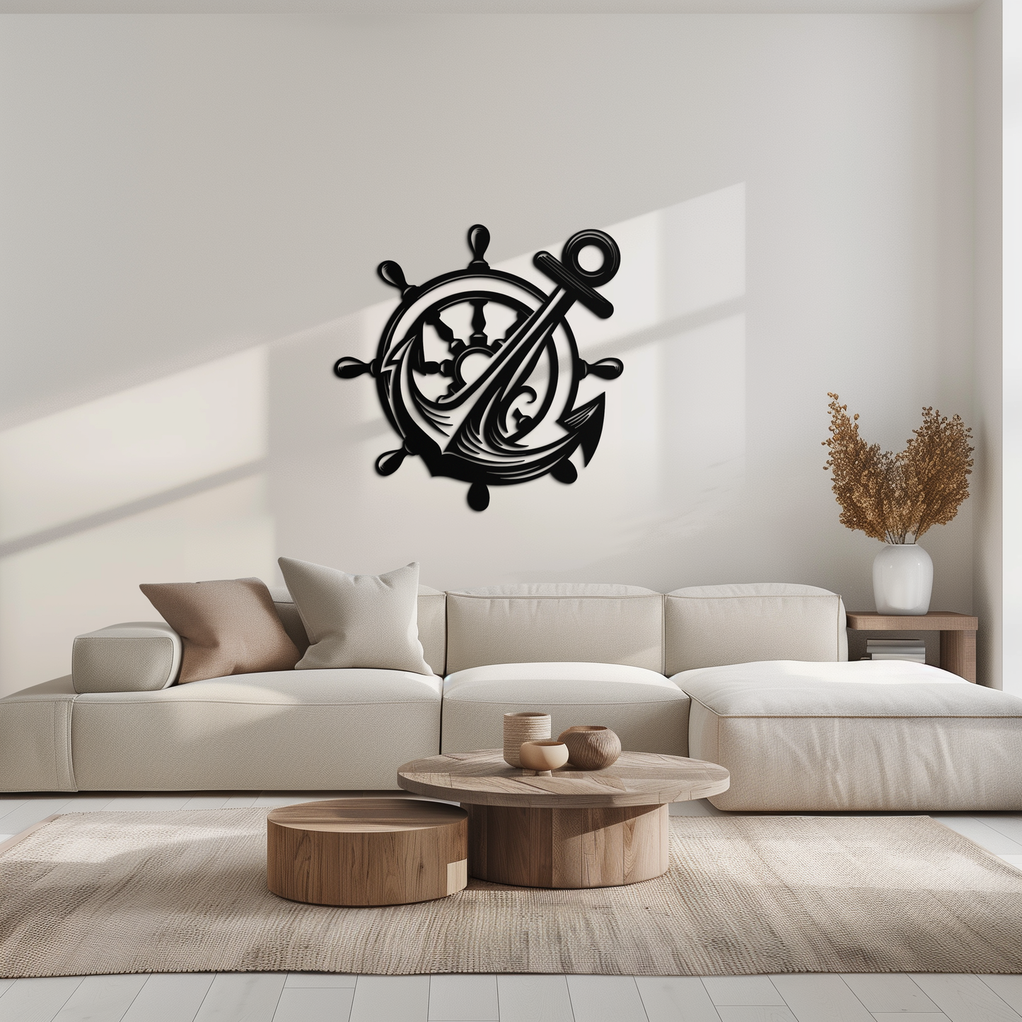 Anchor and Ship Wheel Metal Wall Art – Nautical Steel Decor for Sea Lovers- KAF368 - Tampa Home & Garden Store