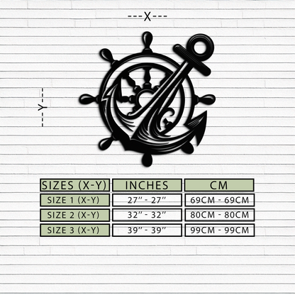 Anchor and Ship Wheel Metal Wall Art – Nautical Steel Decor for Sea Lovers- KAF368 - Tampa Home & Garden Store