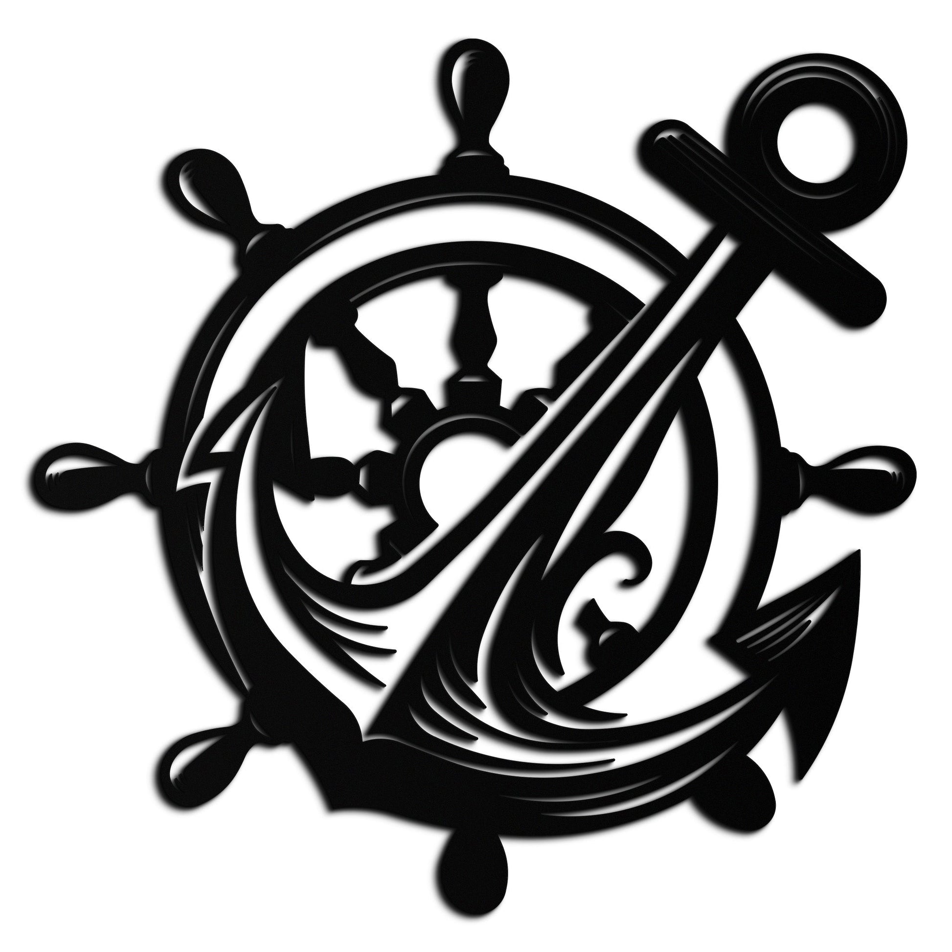 Anchor and Ship Wheel Metal Wall Art – Nautical Steel Decor for Sea Lovers- KAF368 - Tampa Home & Garden Store